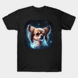 Long Hair Chihuahua Art in Space T-Shirt